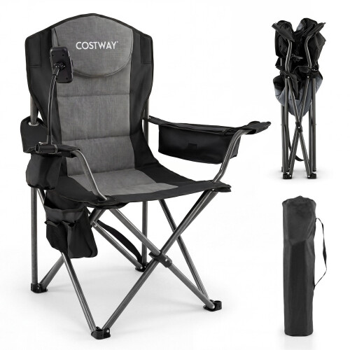 Folding Camping Chair, Lightweight, 200kg Capacity, Black
