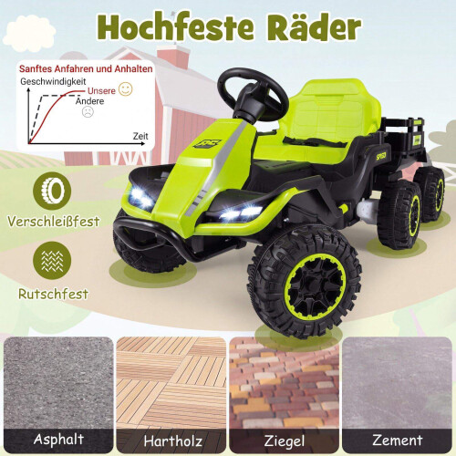 24V Kids Electric Tractor with Remote Control, Green 1