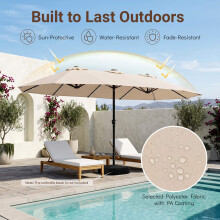 15ft Double-Sided Patio Umbrella with Solar LED Lights