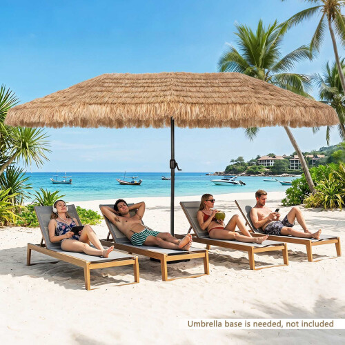 15 x 9 FT Double-Sided Tiki Patio Umbrella, Brown 1