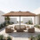 15ft Double-Sided Patio Umbrella, Solar LED Lights, Brown 2
