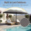 15ft Double-Sided Patio Umbrella, Solar LED Lights, Grey 2