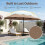 15ft Double-Sided Patio Umbrella, Solar LED Lights, Brown 5