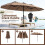 15ft Double-Sided Patio Umbrella, Solar LED Lights, Brown 7