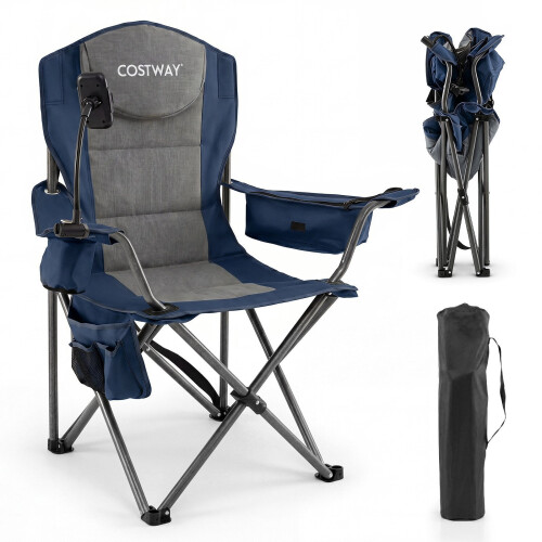 Lightweight Folding Camping Chair with Cooler Bag, Blue 2