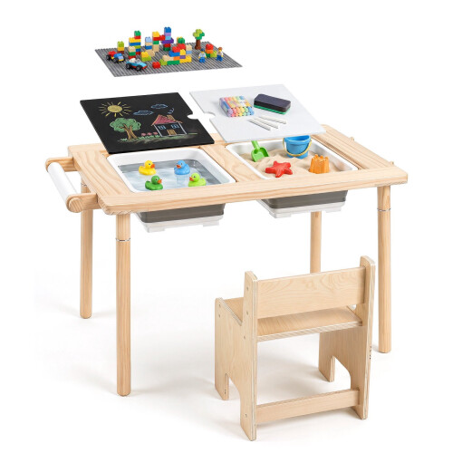 Kids Sensory Table Set with Adjustable Height & Storage Bins 1