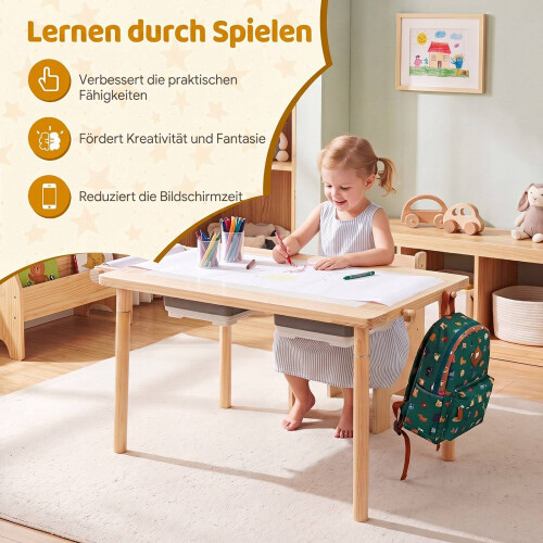 Kids Sensory Table Set with Adjustable Height & Storage Bins 2
