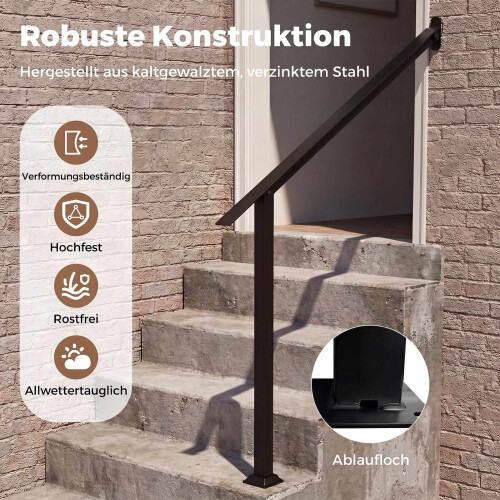 Adjustable Outdoor Handrail for 3/4 Steps, Galvanized Steel 1