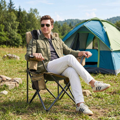 Lightweight Folding Camping Chair, Green, 200kg Capacity 2