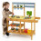 Kids Wooden Mud Kitchen with Wheels and Flowerpots 6