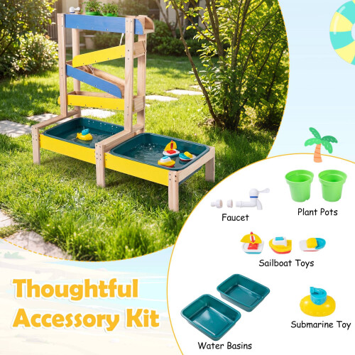 Toddler Sand & Water Table with 2 Basins, Multicolor 1