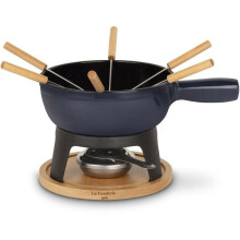 Gusseisen-Emaille-Fondue - LA FONDERIE 1890 - MONT JOUX - 1,8 L - 6 Personen - Blau
