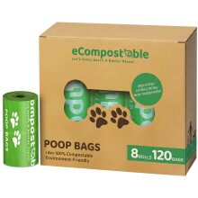 eCompostable Dog Poo Bags Biodegradable Dog Poop Bags 8 Rolls 120 Bag