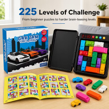 Car Jam Logic Puzzle Game with Built-in Timer & Sound Effects, 225-Level Brain Teaser Strategy Board Game, Portable