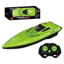 (Green) 2.4G Remote Control Speedboat Dual Motor High Power Waterproof Anti Collision Toy For Boys Kids Outdoor Water Play