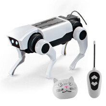 (2-IN-1 gray) Rc Robot Children's Remote Control Mechanical Dog Toy Science Teaching Diy Assembling Model Electric Set Toys for Boys Kids Gift