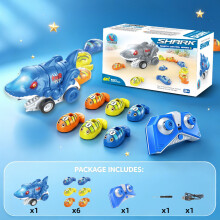 (Shark Blue) Remote Control Shark Swallow Car Magnetic Snake Track Toy 2‑Player Competitive Battle RC Car Interactive Educational Game Toy