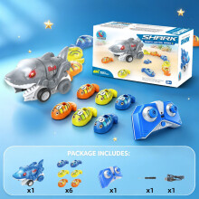 (Shark Gray) Remote Control Shark Swallow Car Magnetic Snake Track Toy 2‑Player Competitive Battle RC Car Interactive Educational Game Toy