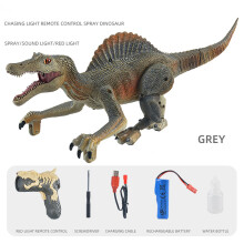(grey) Dinosaur Light Tracking Induction Remote Control Five Channel Electric Acousto-Optic Spray Simulation Mechanical Toy for Kids