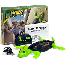 (Green) HEX BOTS RC Wall Crawler Gecko 2.4G LED 3Gear 360 Rotation Wall Drift For Prank Toys Games
