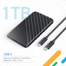 1TB /1000GB External Portable 2.5" Hard Drive HDD, Ultra-Fast USB-C, 1Y Warranty
