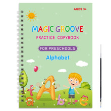 (alphabet) Reusable Magic Copybook Drawing Toys for Children Montessori Pen Control Training Writing Sticker Learning Educational Toy Kids