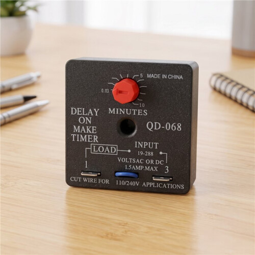 2Pcs Delay  Make Timer, QD-068, 0.03 to 10 Min, Adjustable Delay, 19-288 VAC or 1