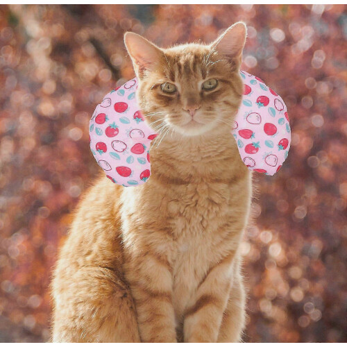 Cat Sleeping Pillow Comfortable Pet Neck Pillow Pink Cloth Material 1