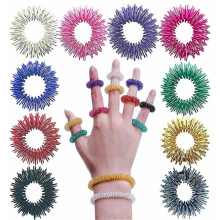 10pcs Chigo Mini Spring Finger Massage Ring, Stress Relief Finger Ring, Metal Fidget Toy, Multiple Colors Available