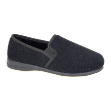 (13 UK, Black) Sleepers Mens Phil Cord Twin Gusset Slippers