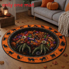 (Style 5,40x40cm)Halloween Circular Non Slip Floor Mat With Horrible Printed Design For Daily