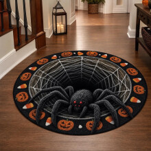 (Style 2,80x80cm)Halloween Circular Non Slip Floor Mat With Horrible Printed Design For Daily