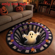 (Style 1,40x40cm)Tappetino antiscivolo circolare Halloween con orribile design stampato per tutti i giorni