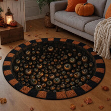(Style 1,40x40cm)Tappetino antiscivolo circolare Halloween con orribile design stampato per tutti i giorni