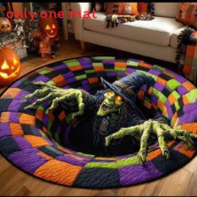 (Style 13,80x80cm)Alfombra de piso antideslizante circular de Halloween con horrible diseño impreso para diario