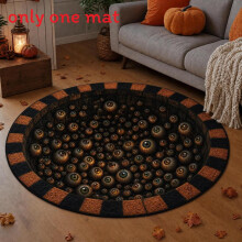 (Style 7,40x40cm)Tappetino antiscivolo circolare Halloween con orribile design stampato per tutti i giorni