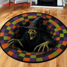 (Style 14,40x40cm)Tappetino antiscivolo circolare Halloween con orribile design stampato per tutti i giorni