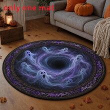 (Style 8,40x40cm)Tapis de sol antidérapant circulaire Halloween avec horrible design imprimé pour tous les jours