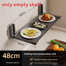 (Gray 48cm)Wall Mount Kitchen Organizer With Foldable Shelves And Hooks For Home Storage