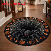 (Style 2,40x40cm)Alfombra de piso antideslizante circular de Halloween con horrible diseño impreso para diario
