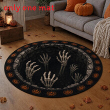 (Style 11,40x40cm)Alfombra de piso antideslizante circular de Halloween con horrible diseño impreso para diario