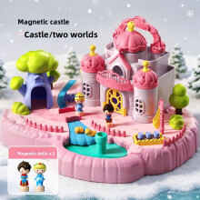 (Pink)Castillo magnético para niños casa de muñecas juguete con construcción de plástico para sala de juegos niños