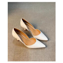 (White,36)Summer Womens High Heel Court Shoes With Thin Heel And Pu Material For Daily Use