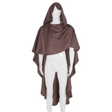 (Brown,XL)Medieval Hooded Cape With Polyester Material For Costume Fantasy Events Halloween Party