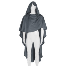 (Gray,M)Medieval Hooded Cape With Polyester Material For Costume Fantasy Events Halloween Party