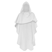 (White,L)Medieval Hooded Cape With Polyester Material For Costume Fantasy Events Halloween Party