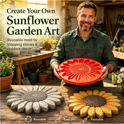 (Bee )Garden Stepping Stone Mold With Butterfly Bee Pumpkin Design For Projects Craft 1