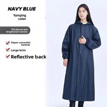 (Navy Back,XL)Reusable Rainwear For Pedestrians And Cyclists With Reflective Strips And Pvc Coating