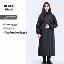 (Black Back,XL)Reusable Rainwear For Pedestrians And Cyclists With Reflective Strips And Pvc Coating