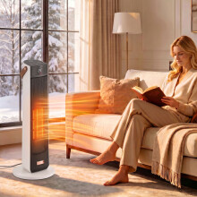 HOMCOM Portable Space Heater with Realistic Flame Effect, 2000W Ceramic